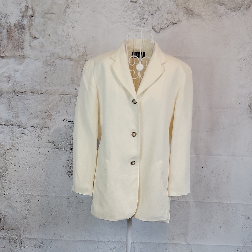 Finity Vintage Linen Blazer - Cream Womens Size 6